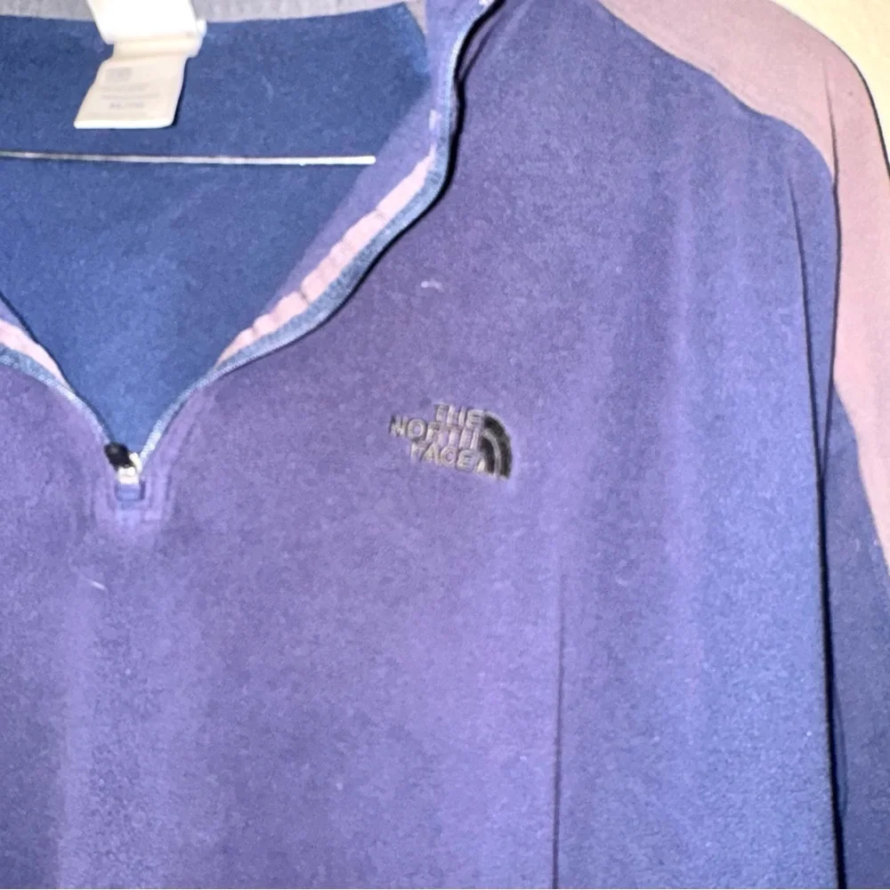 The North Face MENS Colorblock Fleece Quarter Zip Pullover Blue Size XL